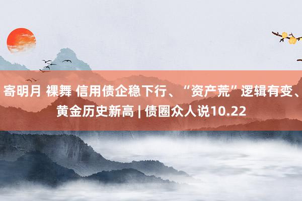 寄明月 裸舞 信用债企稳下行、“资产荒”逻辑有变、黄金历史新高 | 债圈众人说10.22