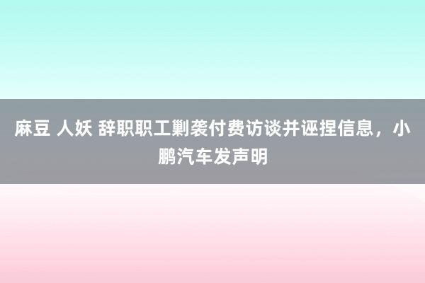 麻豆 人妖 辞职职工剿袭付费访谈并诬捏信息，小鹏汽车发声明