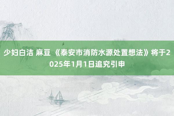 少妇白洁 麻豆 《泰安市消防水源处置想法》将于2025年1月1日追究引申