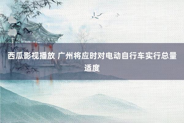 西瓜影视播放 广州将应时对电动自行车实行总量适度