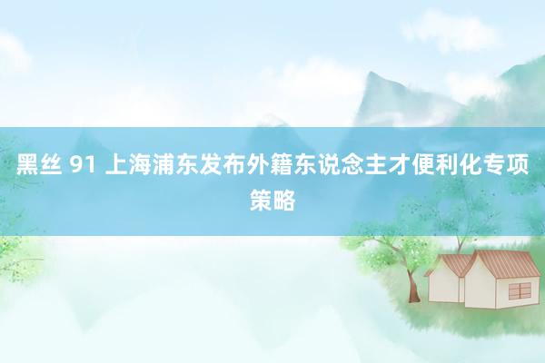 黑丝 91 上海浦东发布外籍东说念主才便利化专项策略