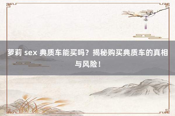 萝莉 sex 典质车能买吗？揭秘购买典质车的真相与风险！