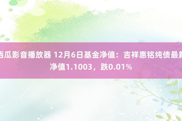 西瓜影音播放器 12月6日基金净值：吉祥惠铭纯债最新净值1.1003，跌0.01%