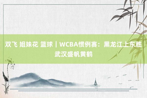 双飞 姐妹花 篮球｜WCBA惯例赛：黑龙江上东胜武汉盛帆黄鹤