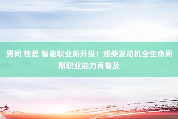 男同 性愛 智能职业新升级！潍柴发动机全生命周期职业能力再普及
