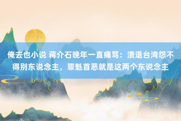 俺去也小说 蒋介石晚年一直痛骂：溃退台湾怨不得别东说念主，罪魁首恶就是这两个东说念主