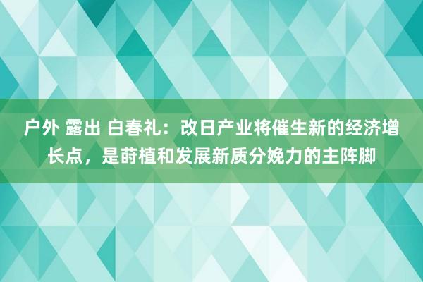 户外 露出 白春礼：改日产业将催生新的经济增长点，是莳植和发展新质分娩力的主阵脚