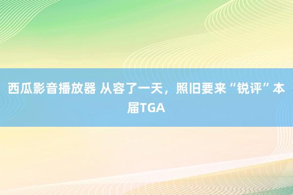 西瓜影音播放器 从容了一天，照旧要来“锐评”本届TGA