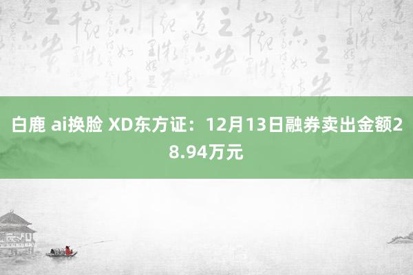 白鹿 ai换脸 XD东方证：12月13日融券卖出金额28.94万元