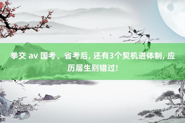 拳交 av 国考、省考后， 还有3个契机进体制， 应历届生别错过!