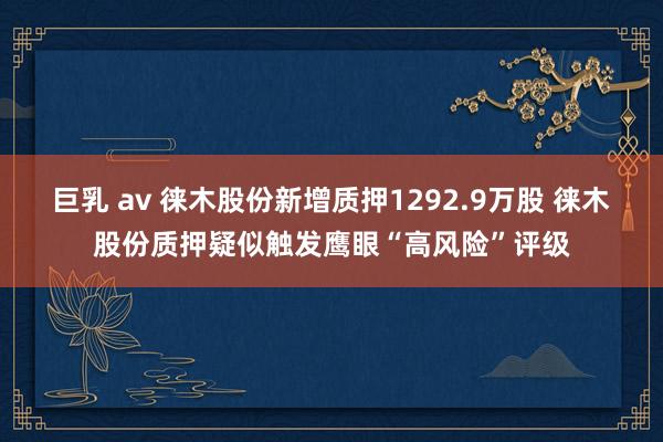 巨乳 av 徕木股份新增质押1292.9万股 徕木股份质押疑似触发鹰眼“高风险”评级