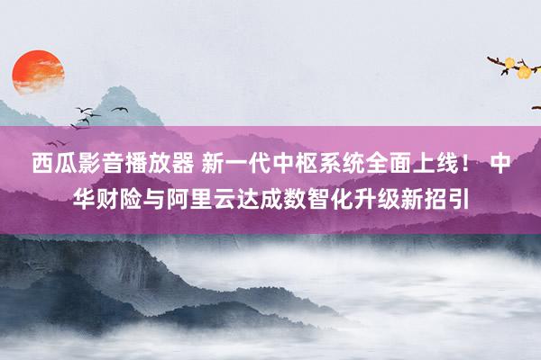 西瓜影音播放器 新一代中枢系统全面上线！ 中华财险与阿里云达成数智化升级新招引