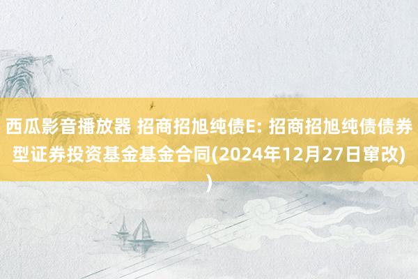 西瓜影音播放器 招商招旭纯债E: 招商招旭纯债债券型证券投资基金基金合同(2024年12月27日窜改)