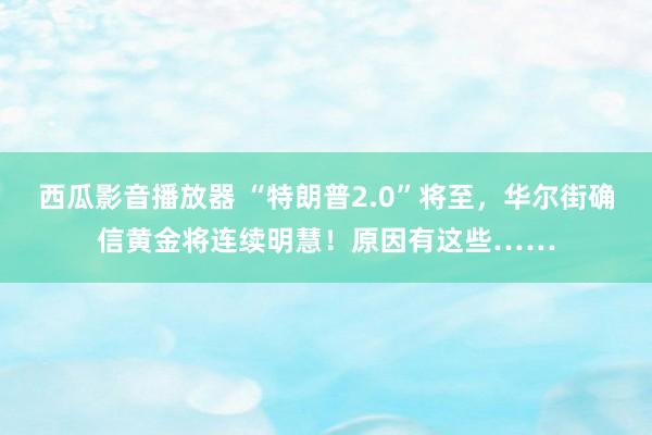 西瓜影音播放器 “特朗普2.0”将至，华尔街确信黄金将连续明慧！原因有这些……