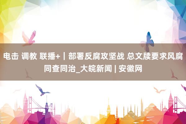 电击 调教 联播+｜部署反腐攻坚战 总文牍要求风腐同查同治_大皖新闻 | 安徽网