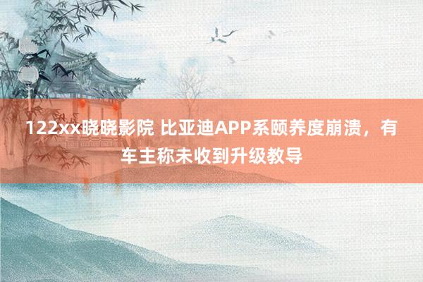 122xx晓晓影院 比亚迪APP系颐养度崩溃，有车主称未收到升级教导