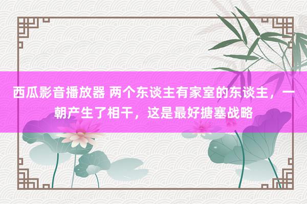 西瓜影音播放器 两个东谈主有家室的东谈主，一朝产生了相干，这是最好搪塞战略