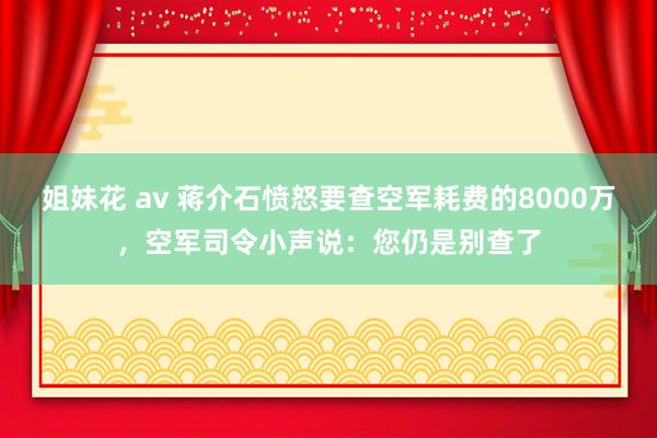 姐妹花 av 蒋介石愤怒要查空军耗费的8000万，空军司令小声说：您仍是别查了