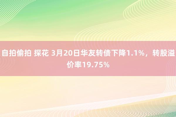 自拍偷拍 探花 3月20日华友转债下降1.1%，转股溢价率19.75%