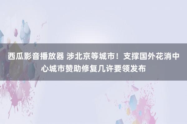 西瓜影音播放器 涉北京等城市！支撑国外花消中心城市赞助修复几许要领发布