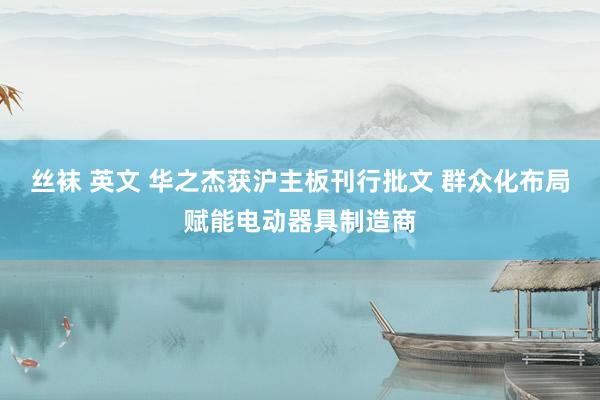 丝袜 英文 华之杰获沪主板刊行批文 群众化布局赋能电动器具制造商