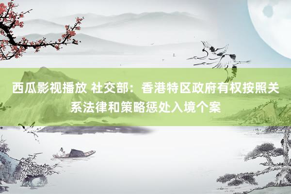 西瓜影视播放 社交部：香港特区政府有权按照关系法律和策略惩处入境个案