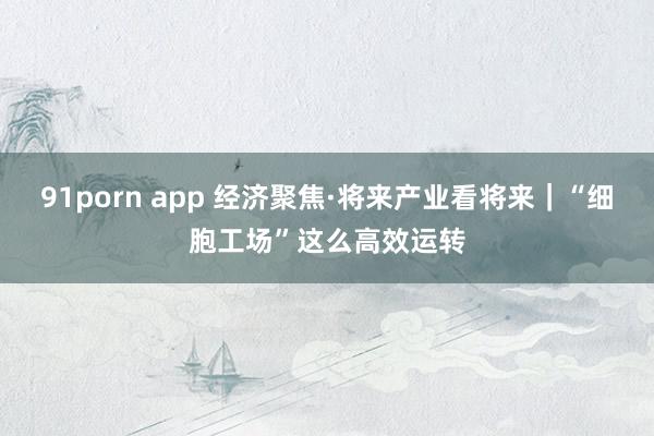 91porn app 经济聚焦·将来产业看将来｜“细胞工场”这么高效运转
