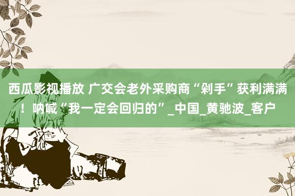 西瓜影视播放 广交会老外采购商“剁手”获利满满！呐喊“我一定会回归的”_中国_黄驰波_客户